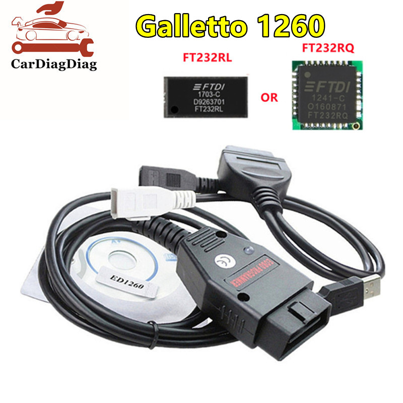 Galletto 1260 ECU Flasher Kabel OBD2 EOBD Galletto 1260 FTDI FT232RQ RL ECU Chip Tuning Alat Baca & 