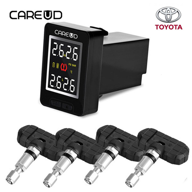 Untuk Toyota CAREUD U912 Sistem Pemantauan Tekanan Ban TPMS Nirkabel Otomatis dengan 4 Sensor Monito