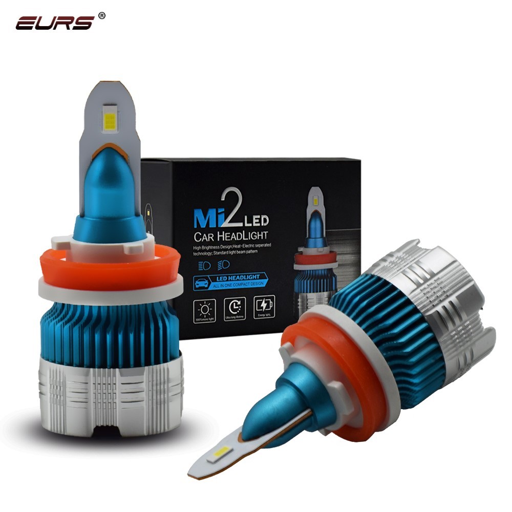 EURS 2 Buah Lampu Depan Mobil Lampu Mini H7 Bohlam LED H1 LED H4 H8 H11 Kit Lampu Depan 9005 HB3 900