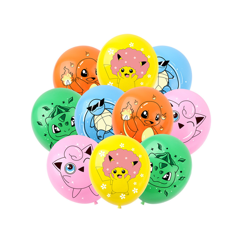 PAKET BALON SET DEKORASI PESTA ULANG TAHUN MOTIF POKEMON BANNER BALON TOPPER KUE CUP CAKE