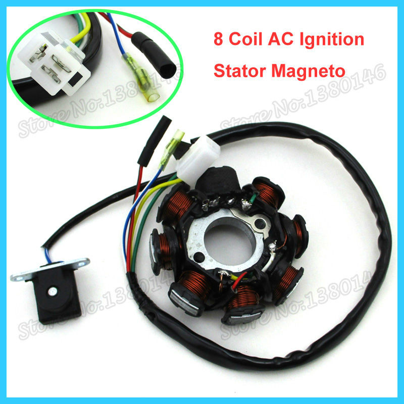 8 Tiang Kumparan AC Pengapian Stator Magneto untuk Mesin GY6 50cc Skuter Go Kart Buggy Moped ATV Qua