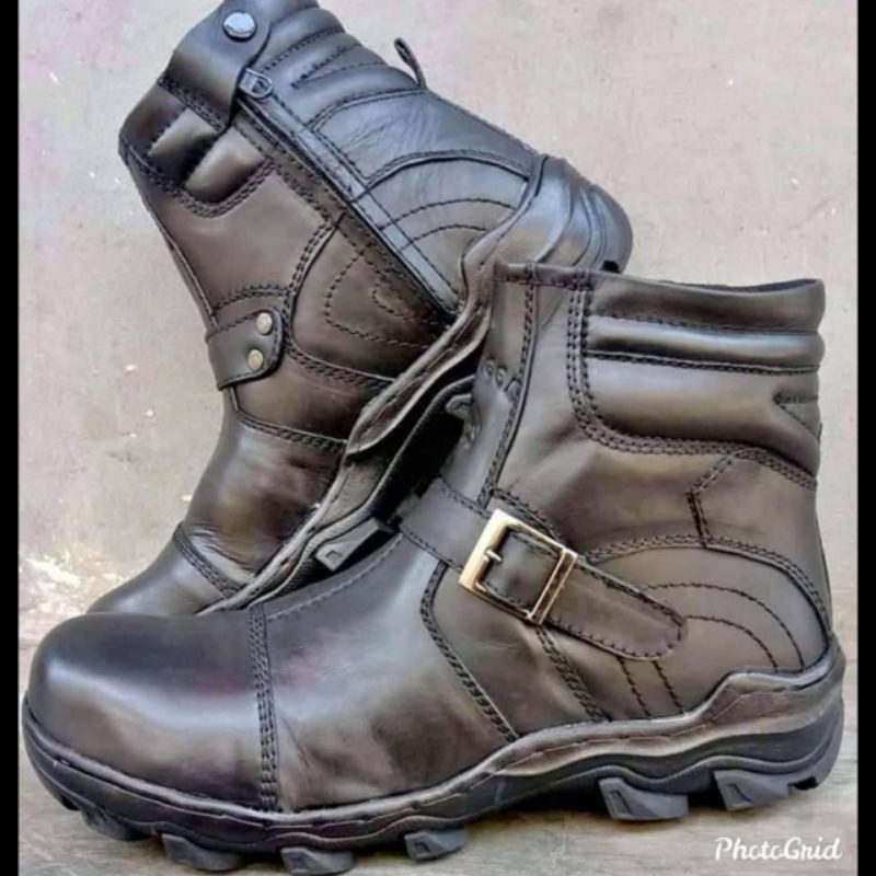 CUCI GUDANG Sepatu Safety Boots Camel Kulit Sapi Asli Terlaris