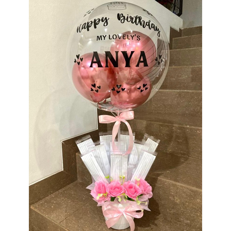 [CUSTOM TULISAN] Balloon Money Bouquet Money Buket Balon Uang Bunga Flower Kado Anniversary