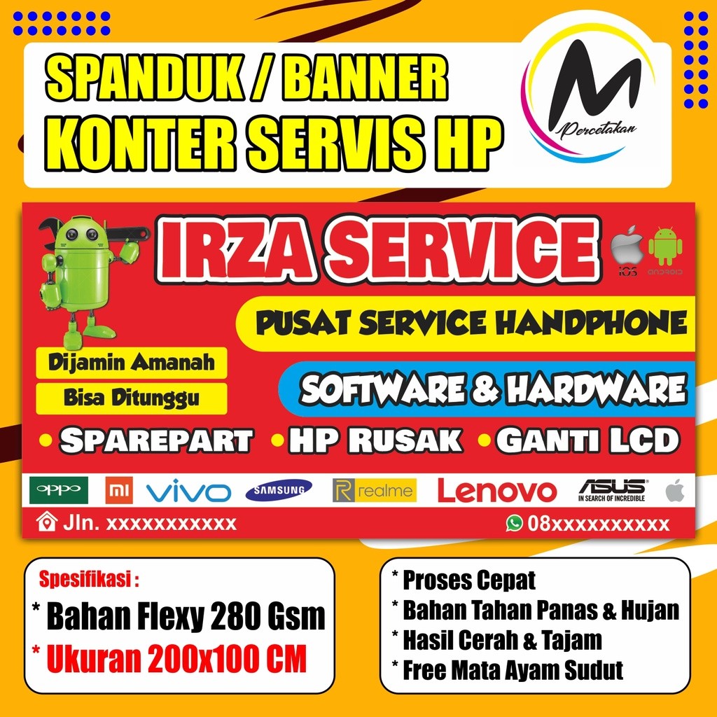 Lsp - Banner Konter Spanduk Servis Hp Ukuran 200x100 Cm