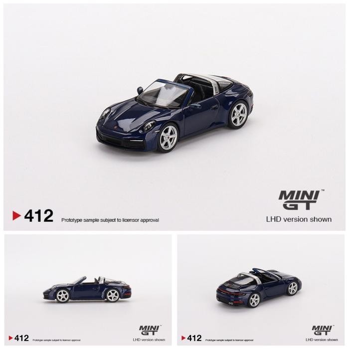 Terlaris Minigt 412 Porsche 911 Targa 4S Gentian Blue Metallic Diecast Mgt