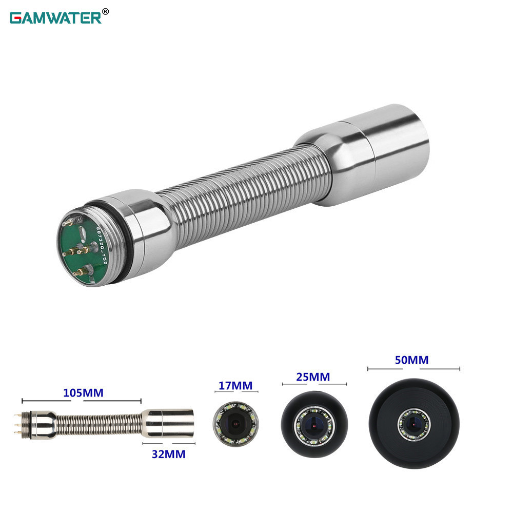 GAMWATER 17Mm Inspeksi Pipa dengan 8 Buah Lampu Led Pipa Saluran Pembuangan Kepala Kamera Ular Inspe