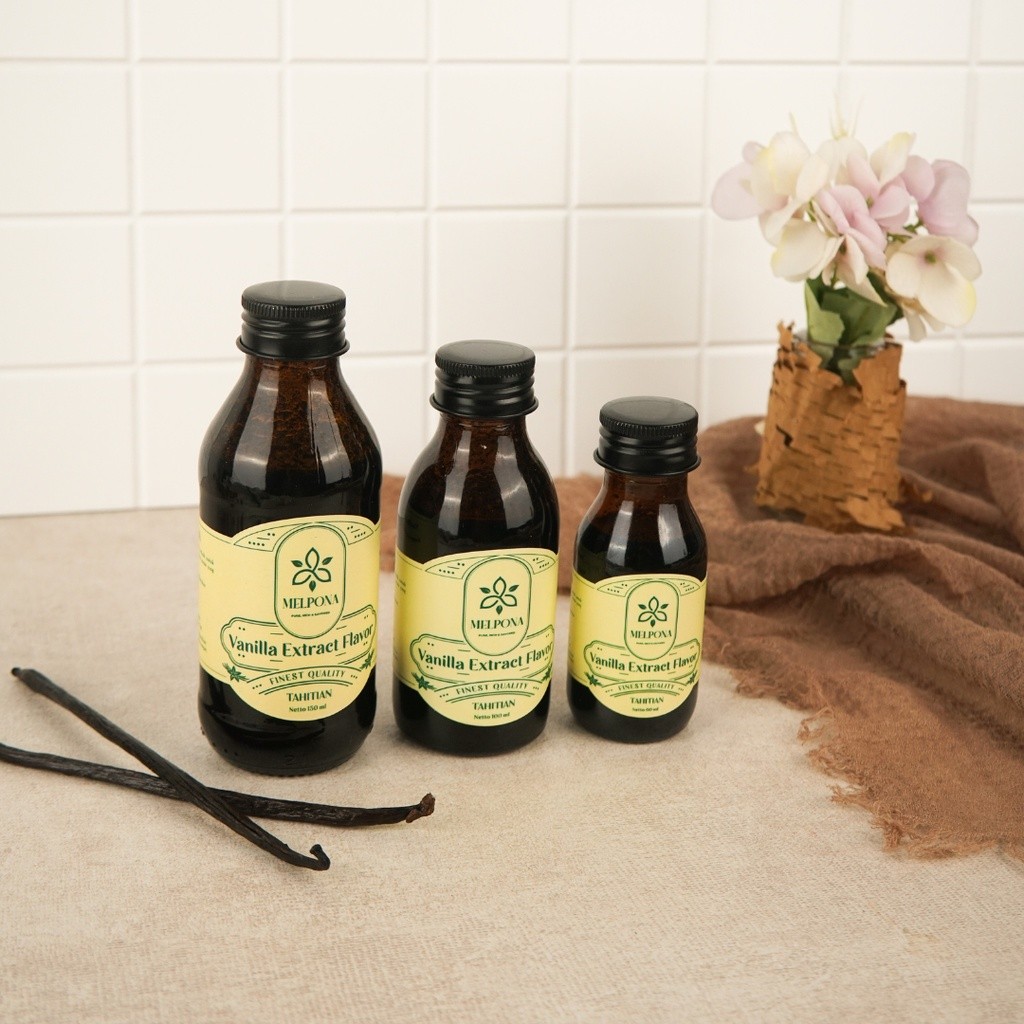 

Melpona Vanilla Extract Flavor Tahitian Ekstrak Vanili Halal Certified Non Alcohol No Alkohol 60 ml