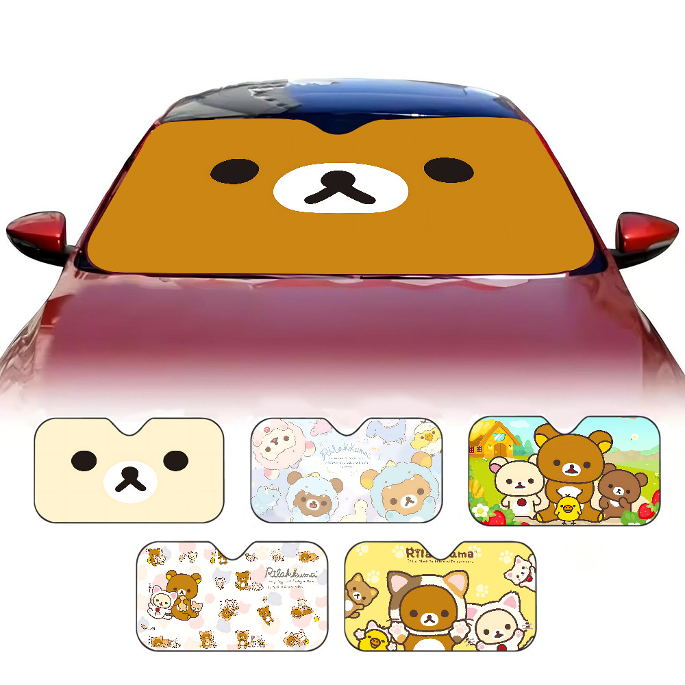 Korilakkuma Rilakkuma Novelty Car Front Windshield Sunshade 70X130Cm Cartoon Foils Car Window