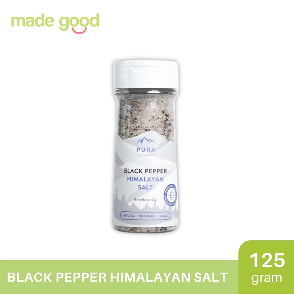

Pura Himalayan Salt 125gr - Black Pepper Garlic Himalayan Salt