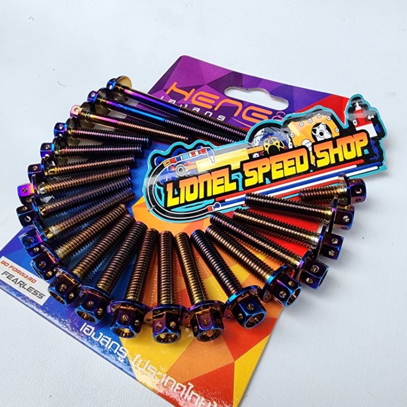 Baut block mesin satria fu probolt flower gold baut box mesin satria fu flower 21pcs