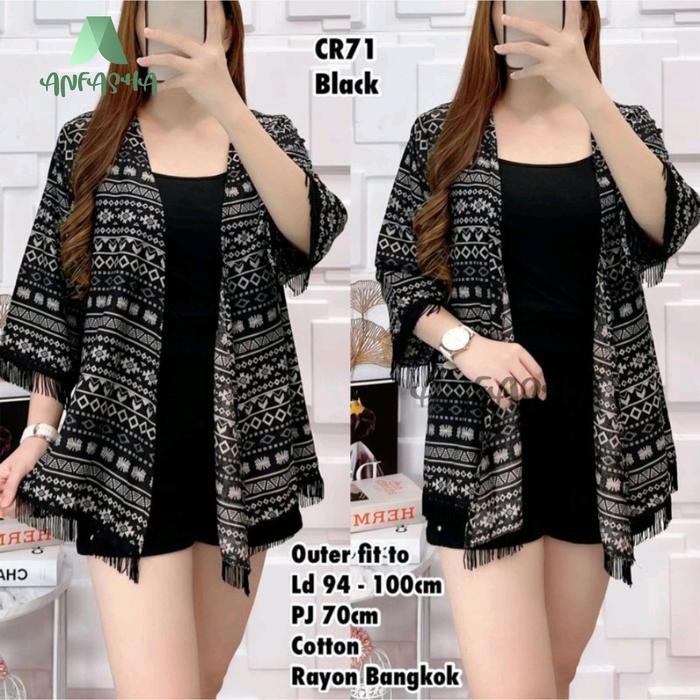 CARDIGAN KIMONO RUMBAI PENDEK / Cardigan wanita bahan katun Rayon ORY BY TOKO ANFASHA