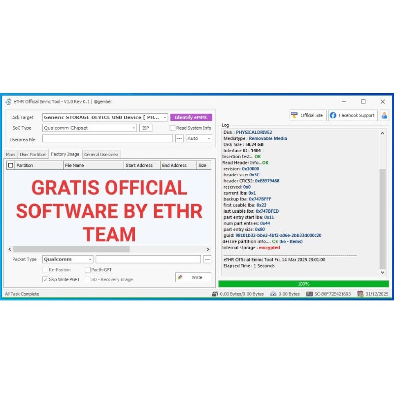 RB2233 eTHR Pengganti EIP Tool Direct ISP Emmc tnp BOX utk remove Pola, pattern lock, FRP, reset