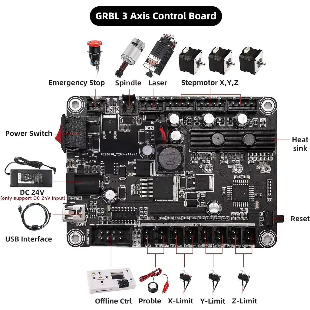 CNC Motherboard GRBL 1.1 Type C Port CNC Engraving Machine Control Board 3-Axis with Offline For CNC