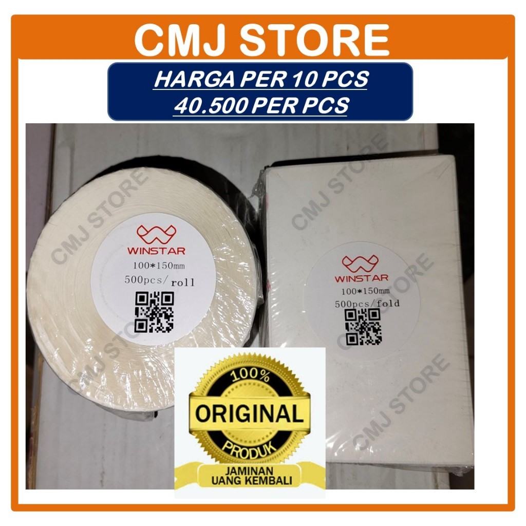 

Meriyah Storee - Label Stiker Kertas Resi Thermal 100x150mm 500 pcs Merk Winstar n Goldwin per 10