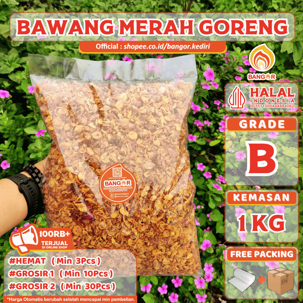 

Shakamori - MERAH-B [ 1 Kg ] Bawang Merah Goreng / Brambang Goreng, Grade B, Refill