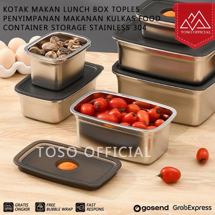 

Kotak Makan Lunch Box Toples Penyimpanan Makanan Kulkas Food Container Storage Stainless 304 Tempat