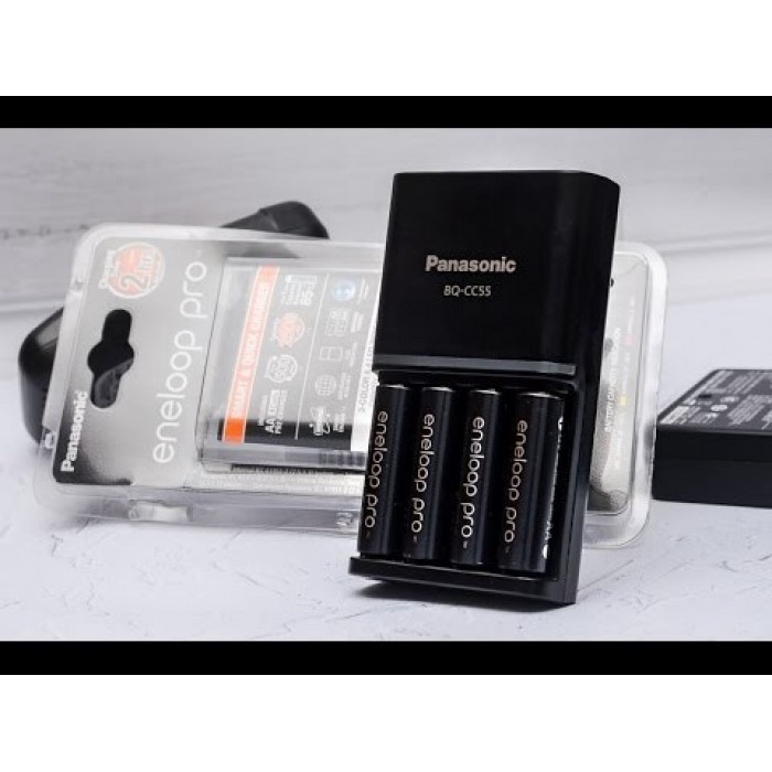 PANASONIC ENELOOP PRO SMART PLUS CHARGER + 4 BATERAI AA 2500MAH BQ-CC55