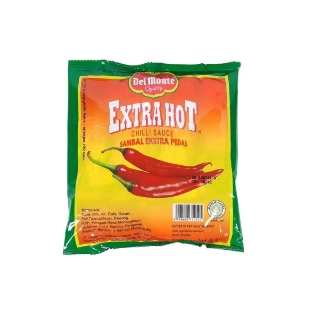 

Del Monte Saus Sambal Ekstra Pedas 9 gram isi 24 pcs 1 pack