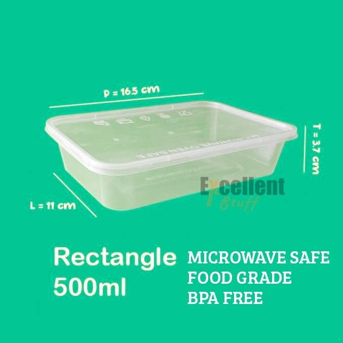 

(25 pcs) TERMURAH!! kotak makan plastik 500 ml / thin wall rectangle