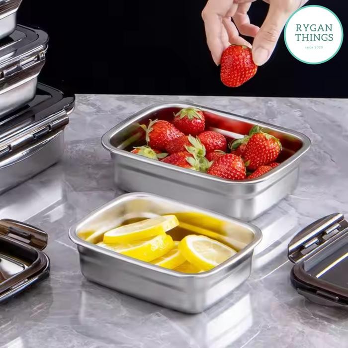 

Kotak Makan Anti Tumpah Reguler Lunch Box Stainless Steel 304 Hitam 550 - 1000 - 1500 ml