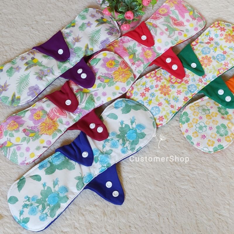 layla isi 6 Pembalut Kain Cuci Ulang, Menspad Night, Pembalut Wanita, Pembalut Kesehatan