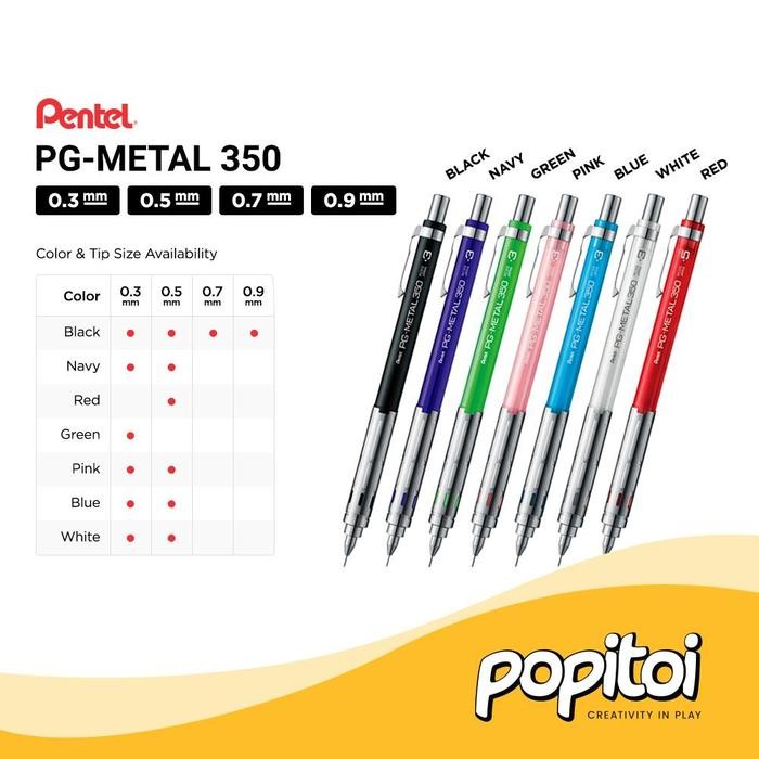 

Pentel PG Metal 350 Mechanical Pencil 0.3 0.5 0.7 0.9 mm