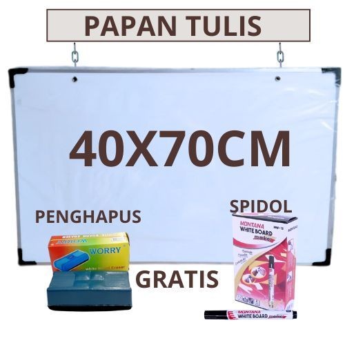 

Papan tulis whiteboard 2 sisi (hitam & putih) 40cm x 70cm gratis spidol dan penghapus