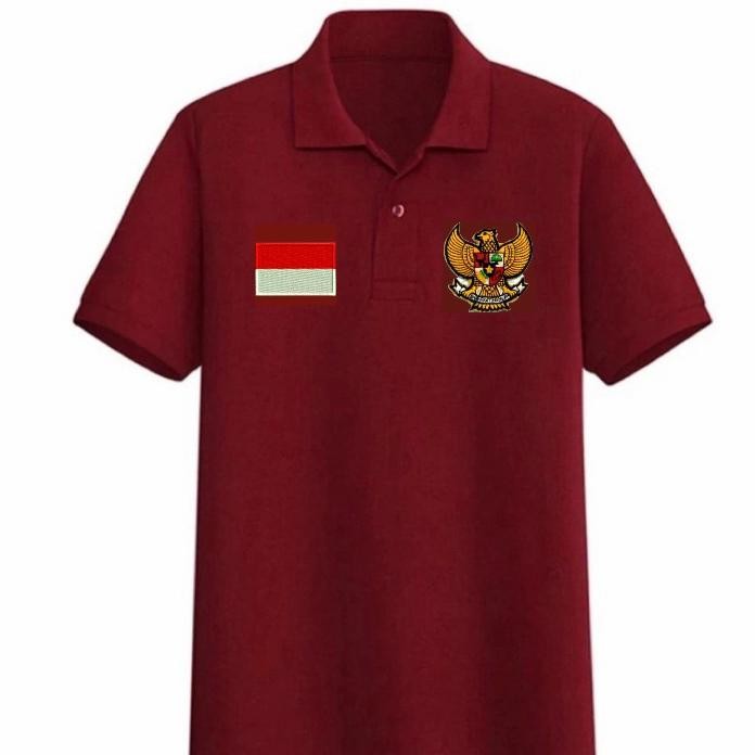 Terlaris Kaos Polo Garuda + Bendera Full Bordir