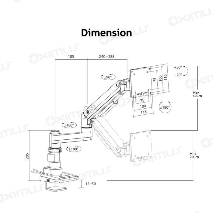 

HEAVY-DUTY COUNTERBALANCE GAS SPRING MONITOR COMPUTER SINGLE ARM OXIMUS P120