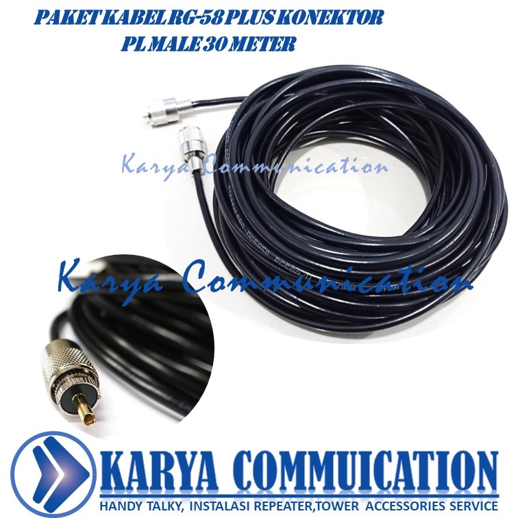 PAKET KABEL ANTENA RG58 PLUS KONEKTOR PANJANG 30 METER