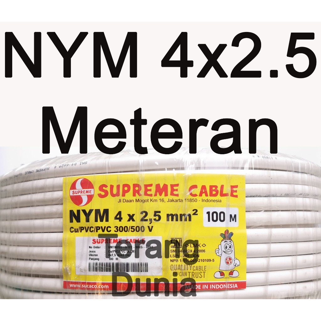 Kabel 4x2.5 Meteran Kabel Tunggal 4x2.5 Supreme Meteran Kabel Tunggal Supreme 4x2.5 Kabel NYM 4x2.5