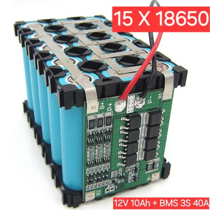 Baterai 18650 12V 10Ah + Modul Bms 12V 40A Murah