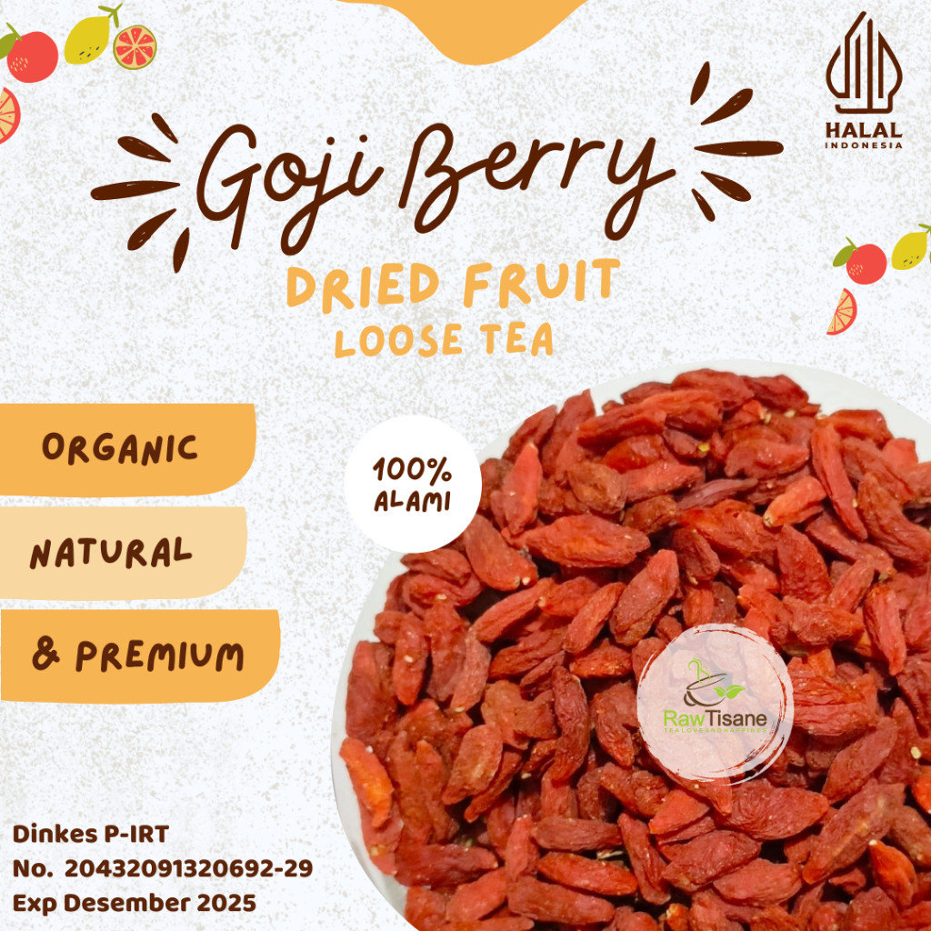 RAW TISANE Goji Berry / Gou Qi Zi / Teh Buah Goji Berry Isi 100 Gram