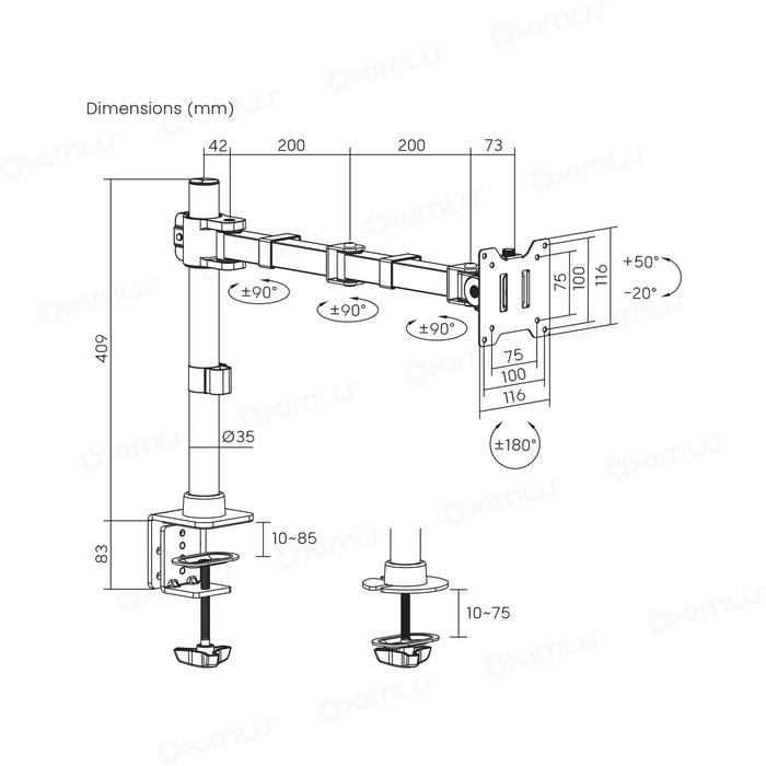 

Heavy-Duty Bracket Single Monitor Bracket Monitor Bracket LED 17" - 49" Oximus D150 Lengan Monitor