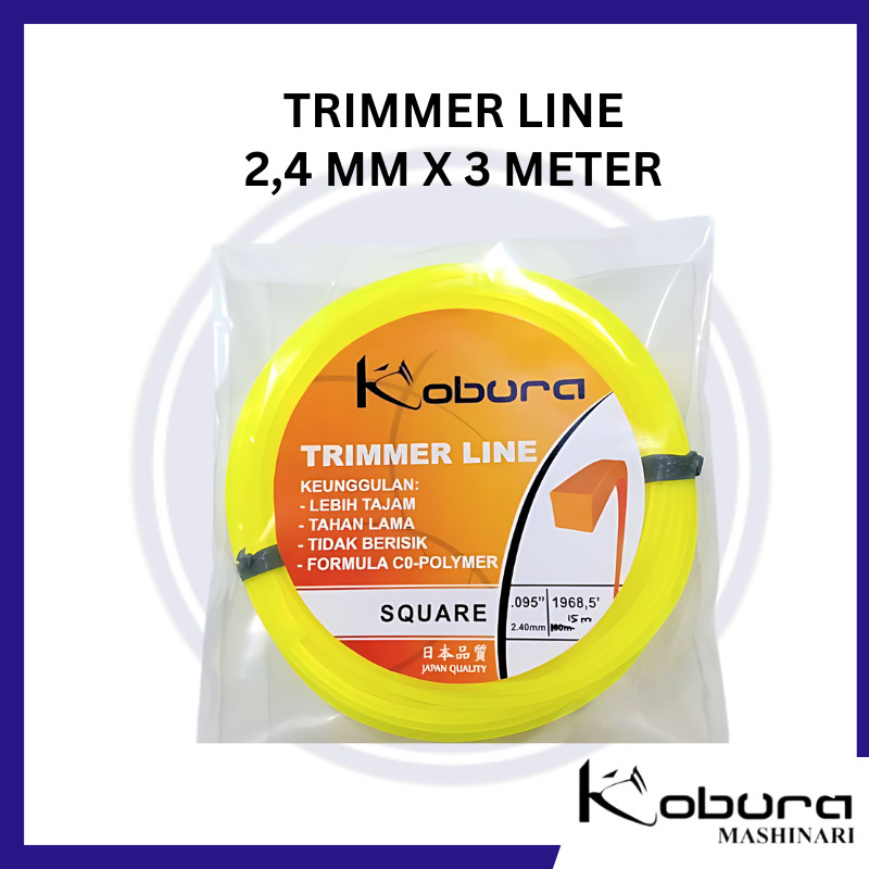 Senar Potong Rumput Nylon Trimmer Line 2,4 mm x 3 meter Tali Senar Grass Trimmer KOBURA