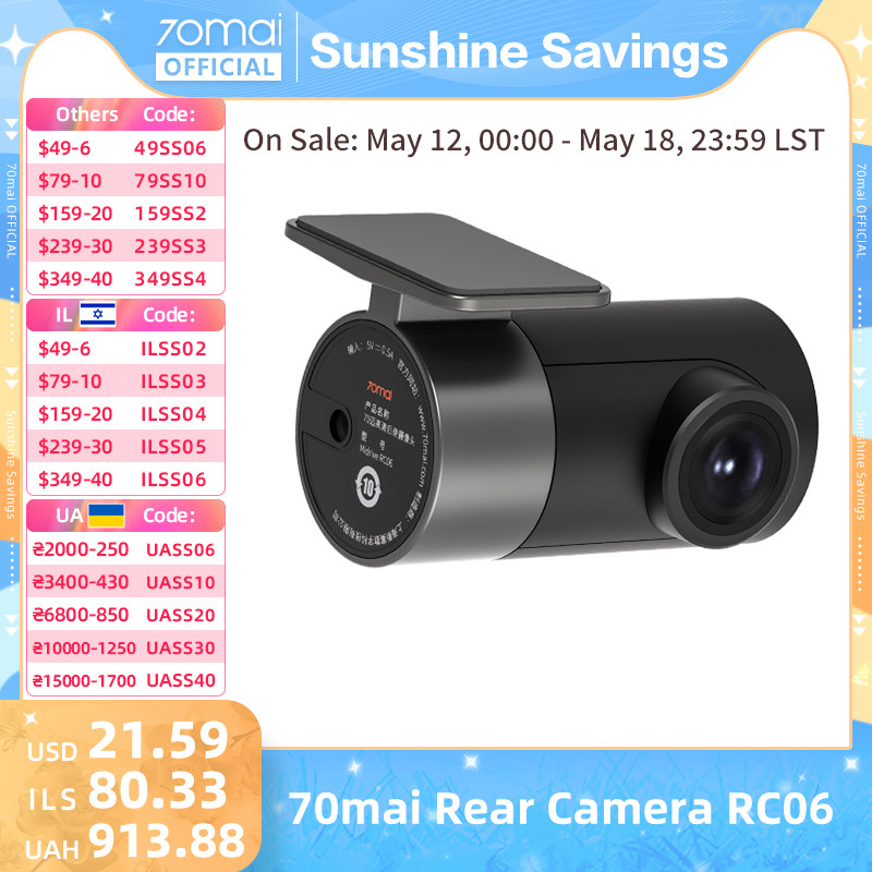 70mai Rear Cam RC06 for 70mai 4K Dash Cam 70mai A800 4K Car DVR Rearview cam 70mai Pro Plus+ for A80