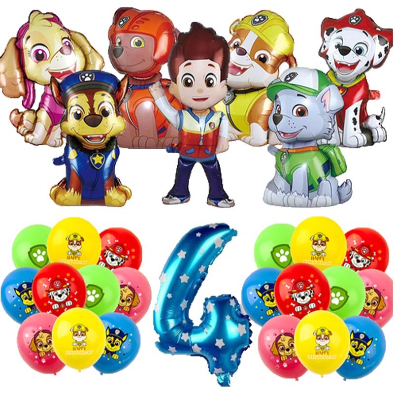 Paw Patrol Birthday Decorations Kids Paw Patrol Theme Balloons Happy Birthday Party Tableware Set