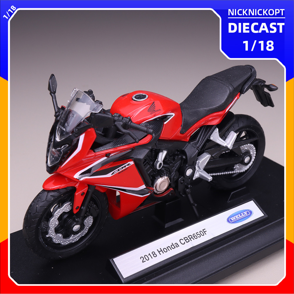 Miniatur Motor Welly 2018 Honda CBR650F Skala 1:18 Diecast Mainan Koleksi