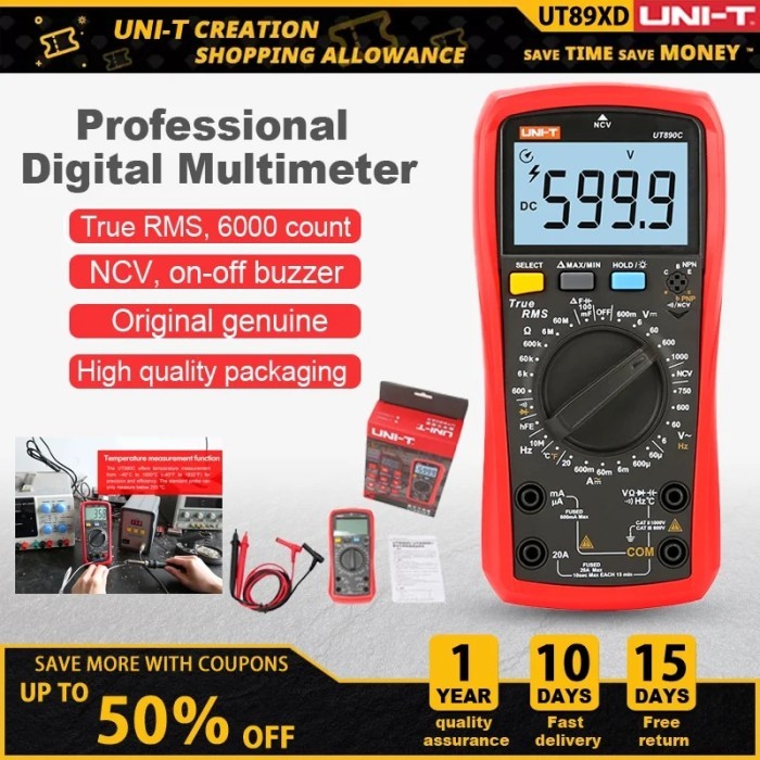 UNI-T UNI T Digital Multimeter True RMS UT890C UT890D+ Manual Range