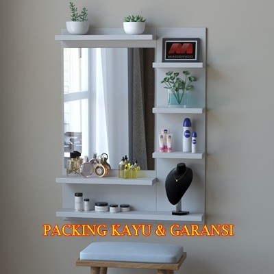 MADEINDO RAK KOSMETIK KAYU TEMPEL DINDING MEJA KOSMETIK MEJA RIAS