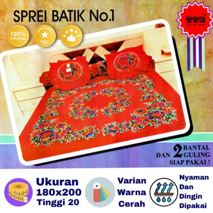 Sprei Batik TTS 180 x 200 Bantal 2 T20 King Size Katun B2 Ukuran No 1