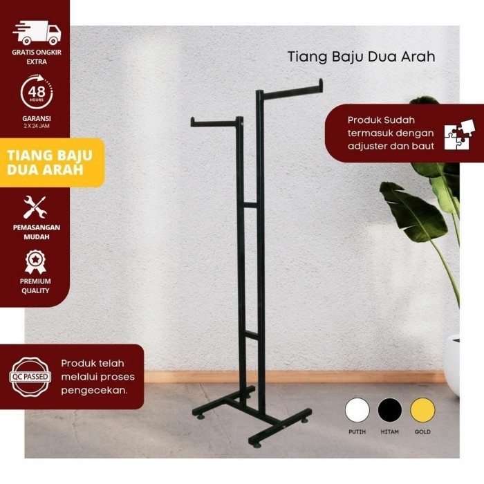 GANTUNGAN 2 ARAH gantungan baju besi berdiri multifungsi RAKU