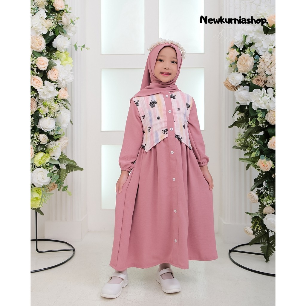 Gamis Anak Perempuan Ghamis Lebaran Cewek Syari Pondok Pesantren Seragam Ngaji Terbaru 2025 Santriwa