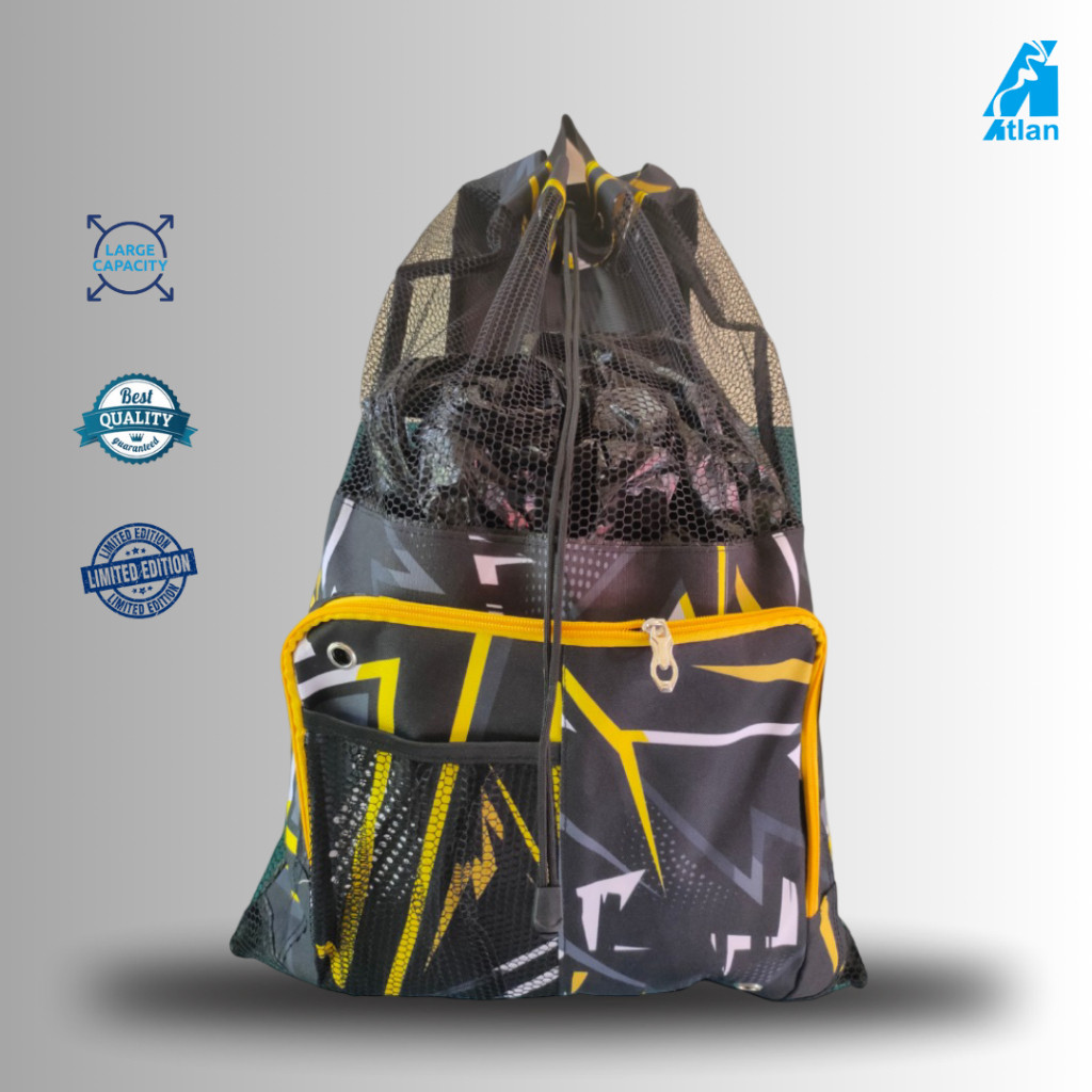 VIVE ATLAN Tas Renang Sport Jaring Motif Abstract Crack Black