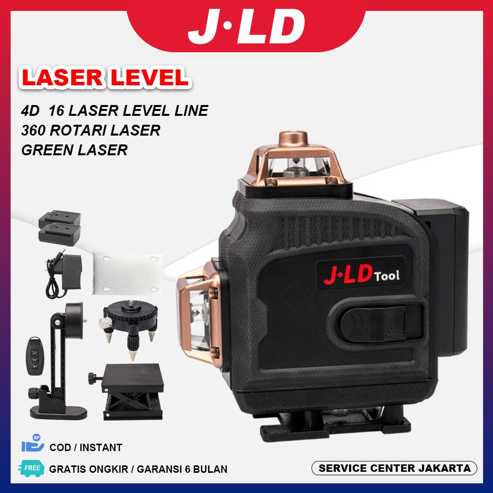 Jld Laser Bangunan 4D 16 Laser Level Line Level 360 Rotari Laser Green Laser Tripod Laser Laser Self