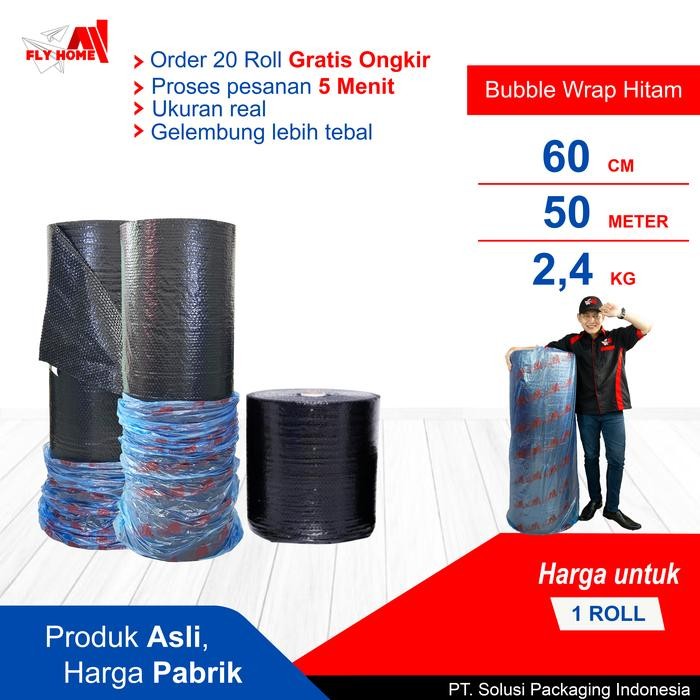 

Aman - Flyhome Bubble Wrap Potongan Hitam 60Cm 1 Roll Besar 2,4Kg 60X50Meter