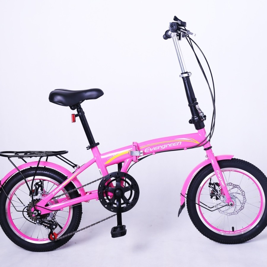 TREA Sepeda lipat anak 16 inc merek evergreen rem cakram discbrake 7speed