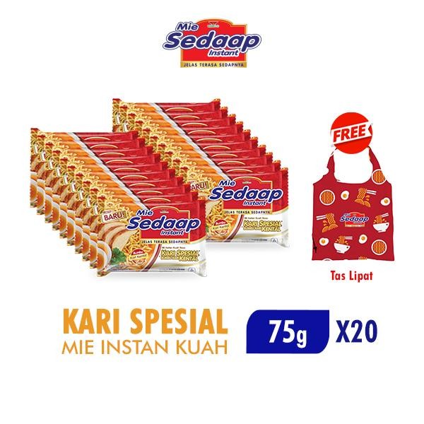 

Ready JT Sedaap Mie Instan Kari Kental Spesial 75 gr x 20 pcs Free Tas Lipat