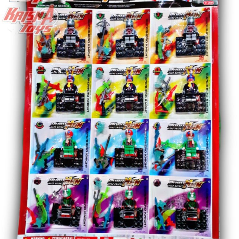 SSN68 MAINAN BALOK SUSUN FIGURE KAMEN RIDER/BRICK KSATRIA BAJA HITAM isi 12pcs/Lembar