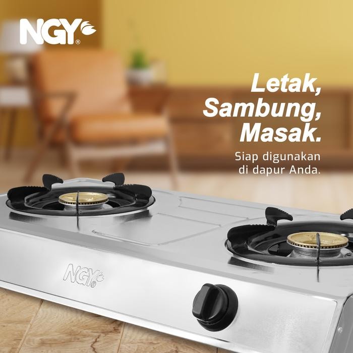 NGY Stain- Gas Stove / Kompor Gas Api 2 Tungku NGY-555 NAGOYA